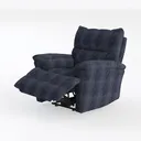 Navy Blue Fabric Tufted Recliner Armchair 3D Model Left 45 Degree View