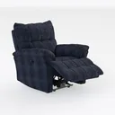 Navy Blue Fabric Tufted Recliner Armchair 3D Model Right 45 Degree View