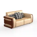 Modern Leather Wood Accent 2 Seater Sofa 3D Model Right 45 Degree View
