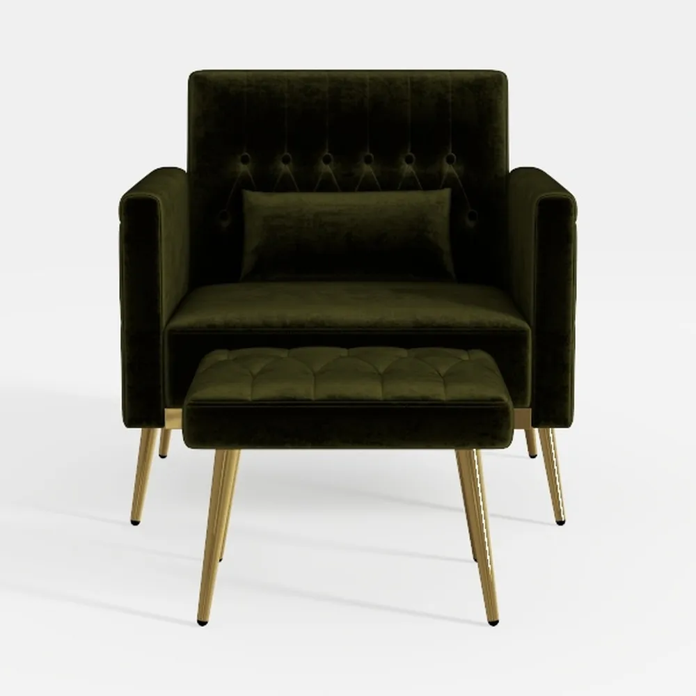 Velvet Accent Chair with Adjustable Armrests and