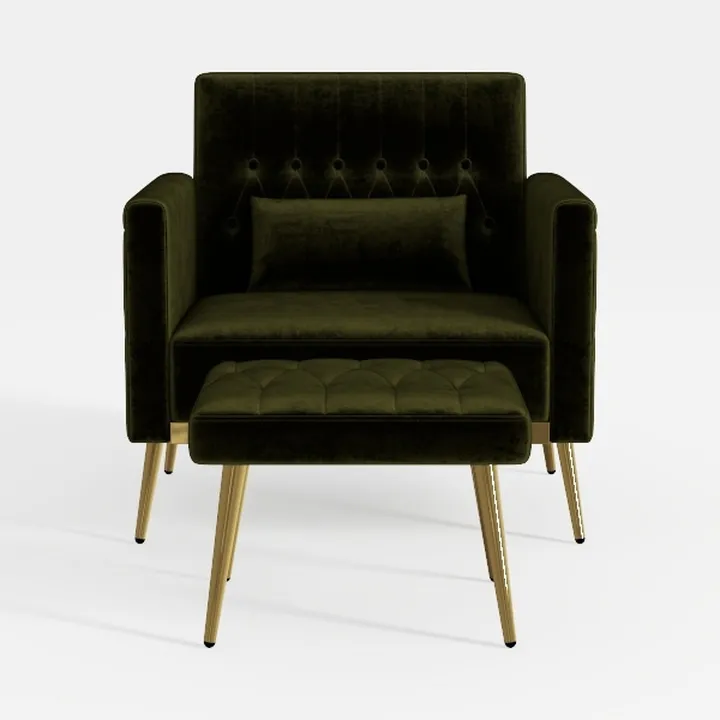 Velvet Accent Chair with Adjustable Armrests and