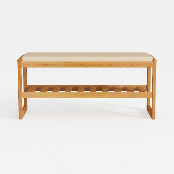 2-Tier Bamboo Shoe Bench with Cushion and Hidden