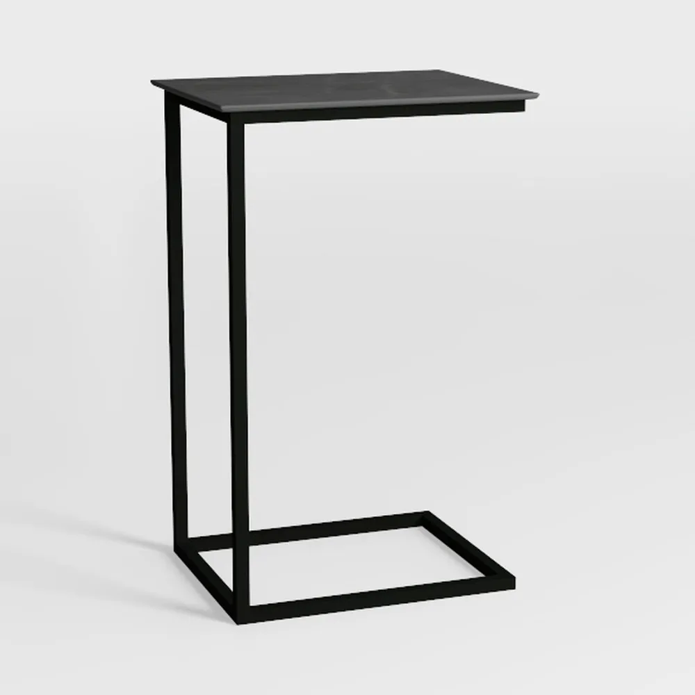 C Shaped End Tables Set of 2,Sofa Table with Metal