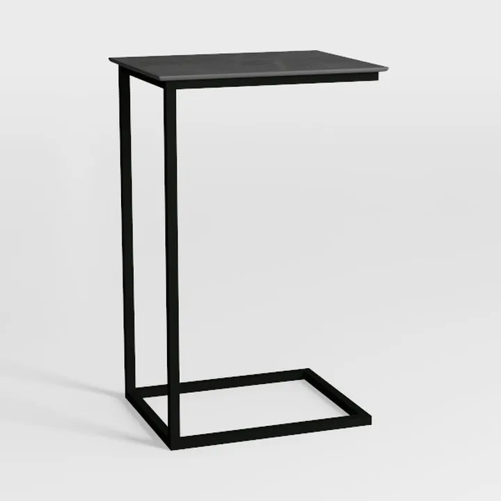 C Shaped End Tables Set of 2,Sofa Table with Metal