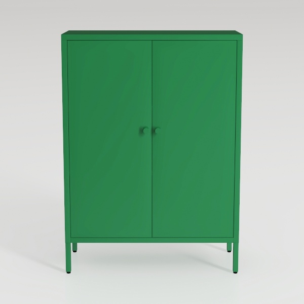 Green Metal Storage Cabinet, 36&quot; Sideboard Buffet