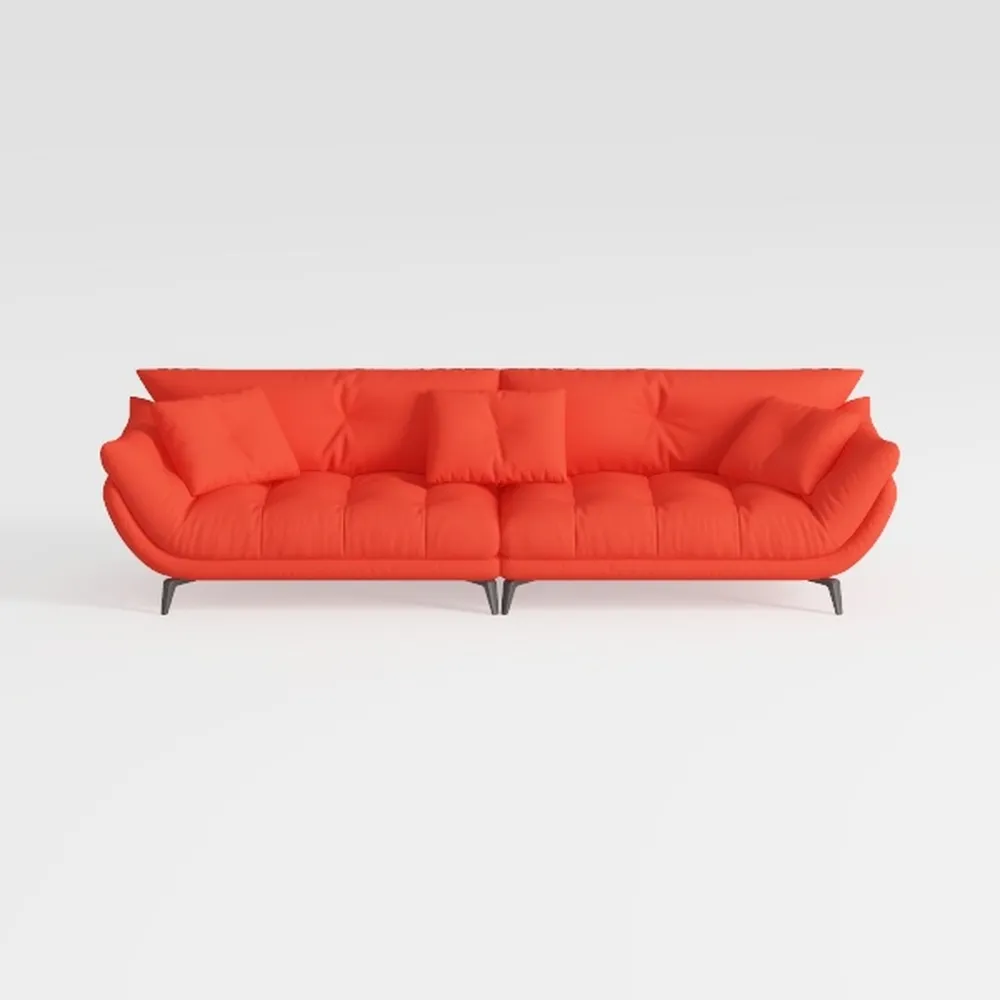 Curved Sofa, Comfy 3-Seater Modern Artistic Woven