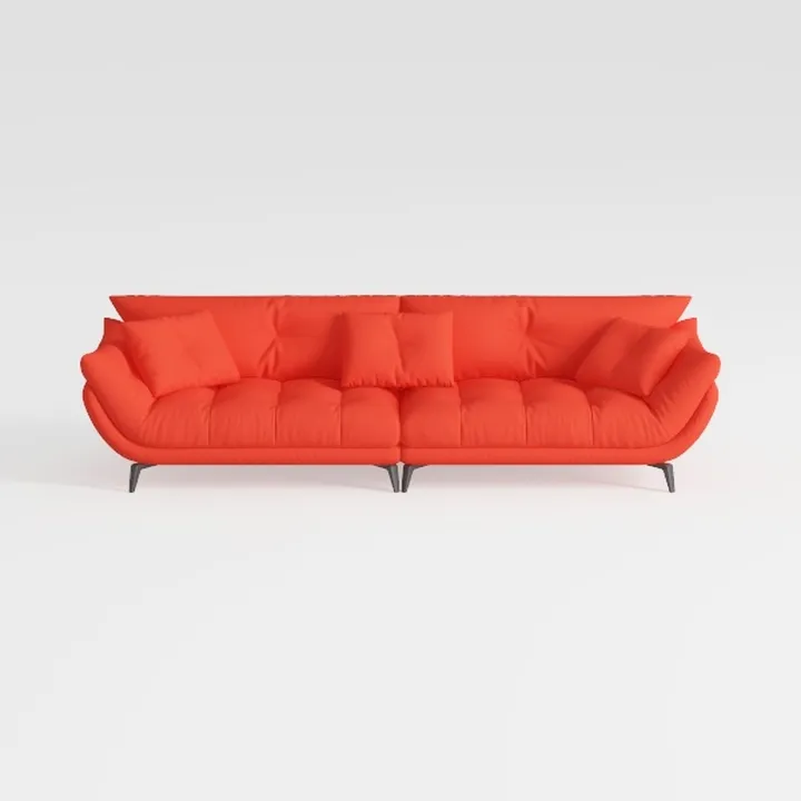 Curved Sofa, Comfy 3-Seater Modern Artistic Woven