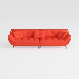 Curved Sofa, Comfy 3-Seater Modern Artistic Woven