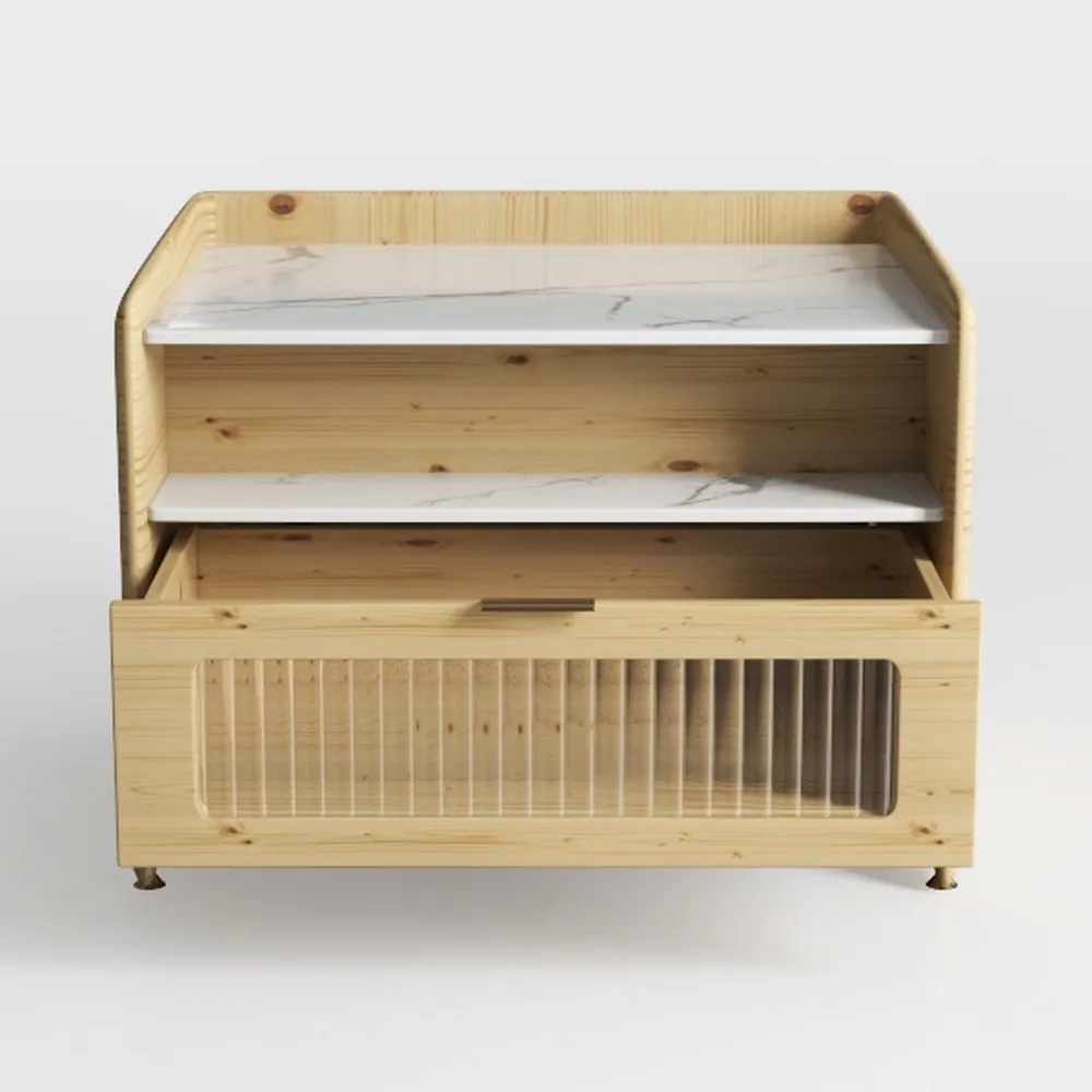 Lerliuo Fluted Farmhouse Nightstand Set of 2 with