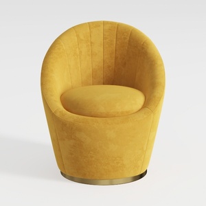 Modern Yellow Velvet Channel Tufted Barrel Armchair 3D Model