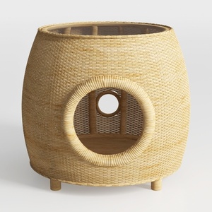 rattan cat side table -Cat Person