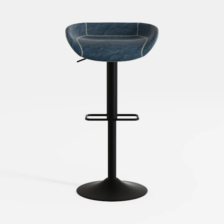 Modern Bar Stools Set of 2, Adjustable Faux Leathe