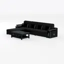 Leather Chaise Couch L-Shaped Sectional Chaise Left 45 Degree View
