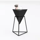 Modern Geometric End Table with Wooden Top and Left 45 Degree View