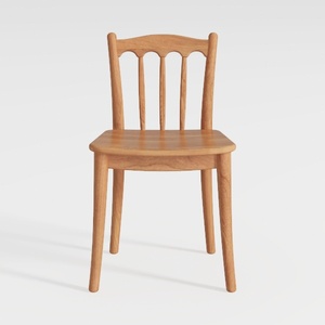 Minimalist Solid Oak Wood Dining Chair 3D Model