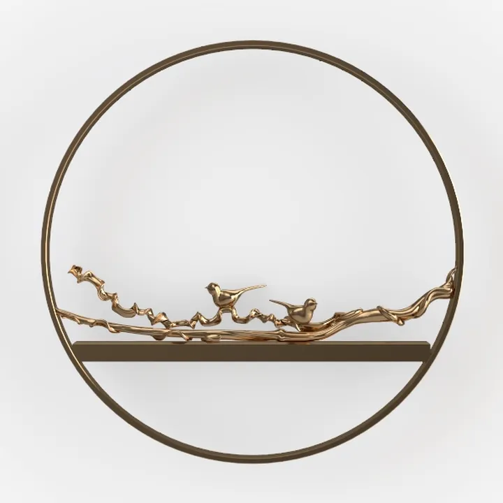 Brass Metal Minimalist Circular Wall Art Decor 3D Model