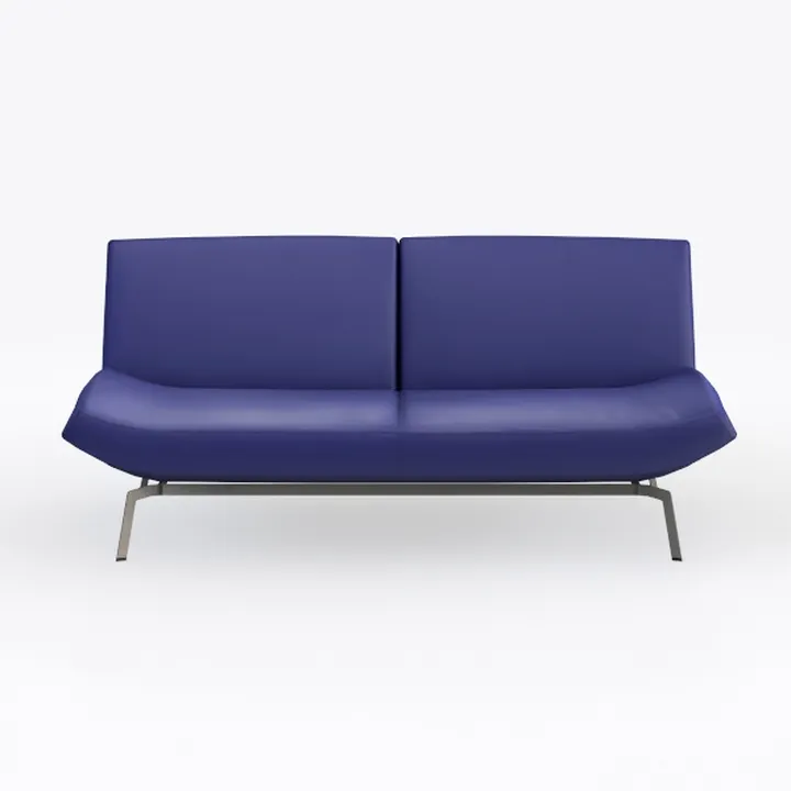 Modern Contemporary Blue Leather Metal Frame Loveseat Sofa 3D Model