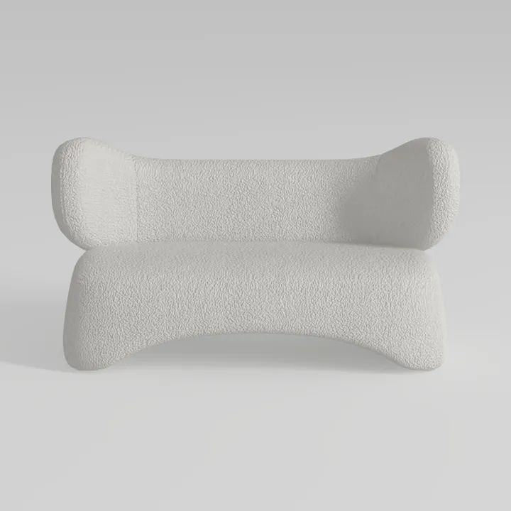 Minimalist Boucle Fabric Curved Loveseat Sofa 3D Model