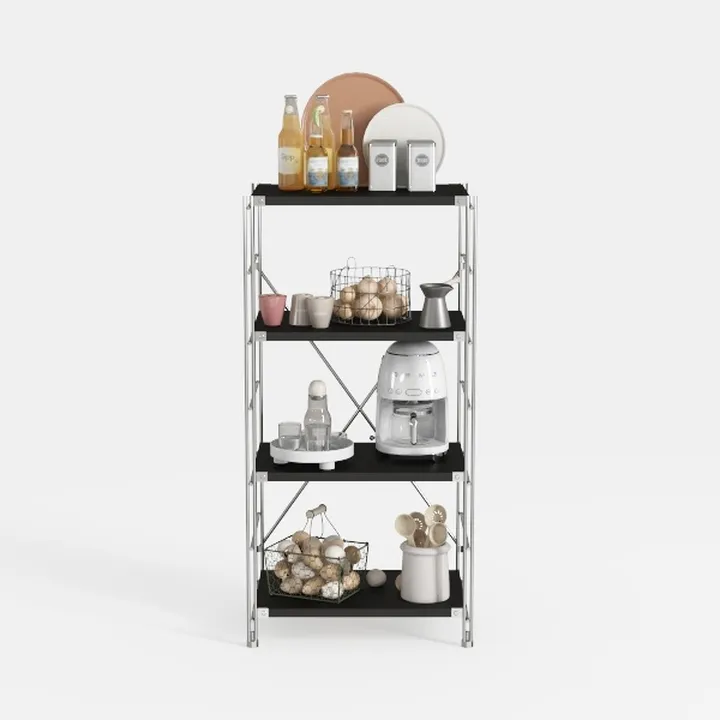 Furinno (99557BK/GY) Turn-N-Tube 4-Tier