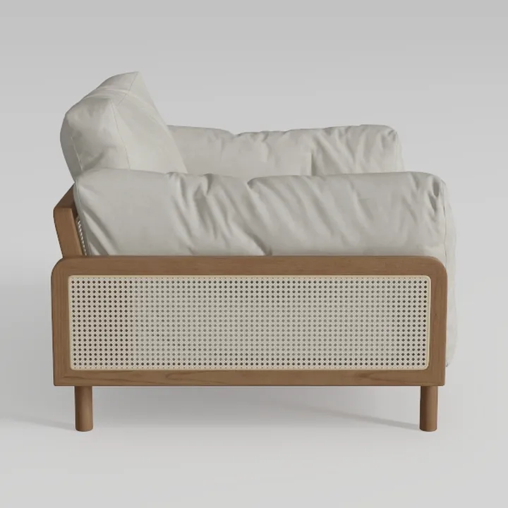 Aklaus Mid Century Accent Chair with Rattan 