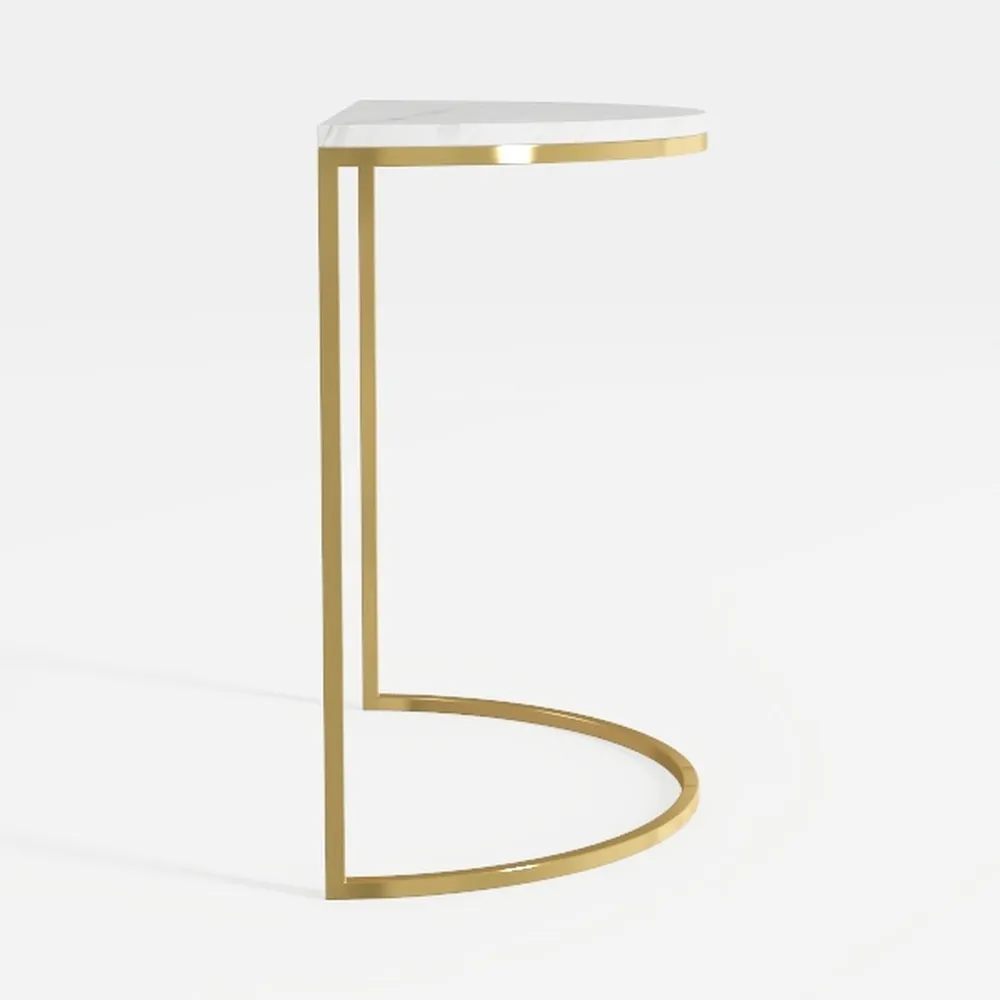 soges C Shaped Round End Table, Small Round Sofa