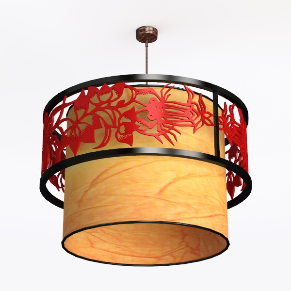 Farmhouse Boho Light Fixture, 3-Light Wood Beaded 