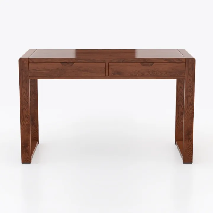 Minimalist Solid Walnut Wood 2 Drawer Office Desk 3D Model