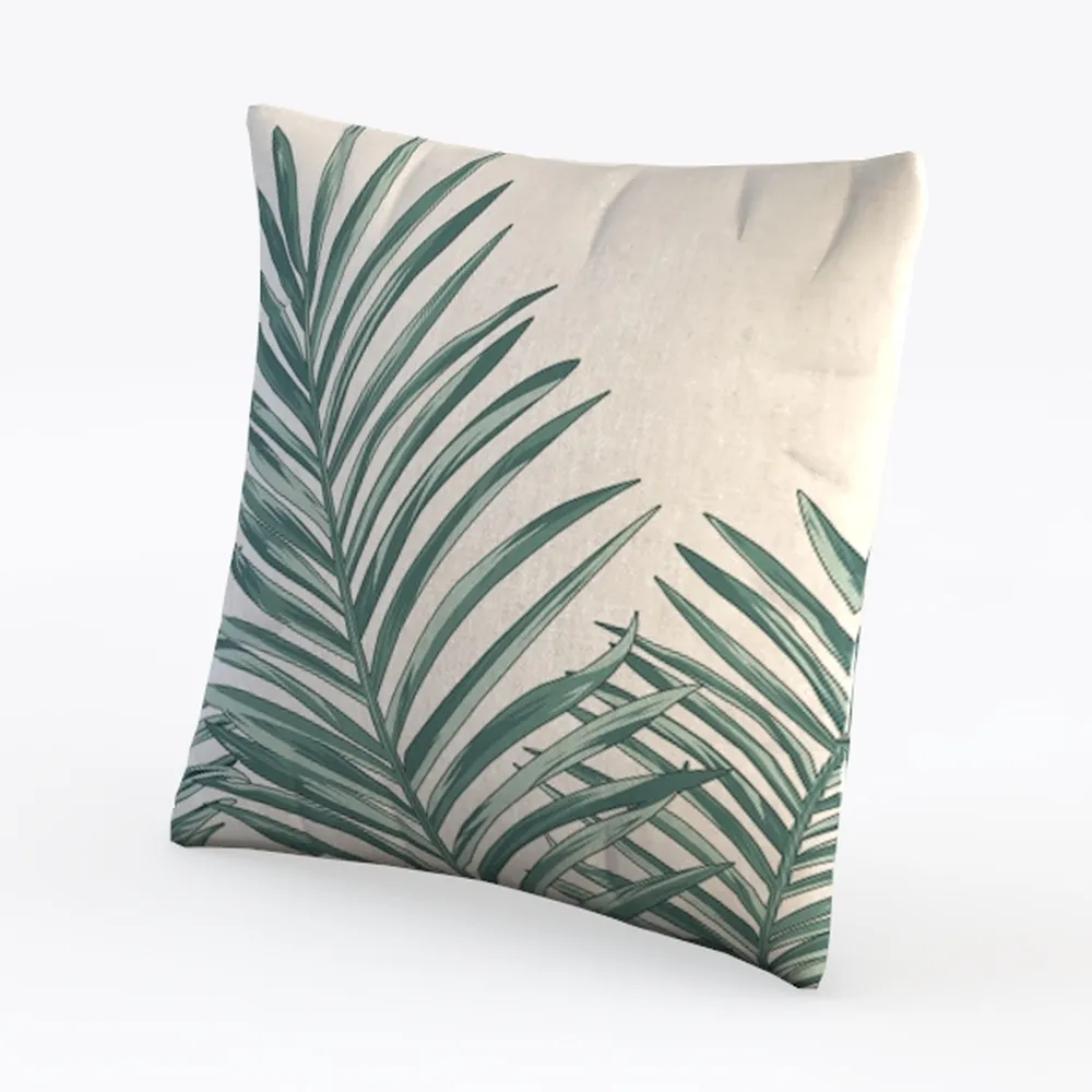 Blue Plant Leaf Decorative Throw Pillow Covers