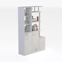 Triple Wide Bookshelf, 6 Tier Large Bookshelf, Right 45 Degree View