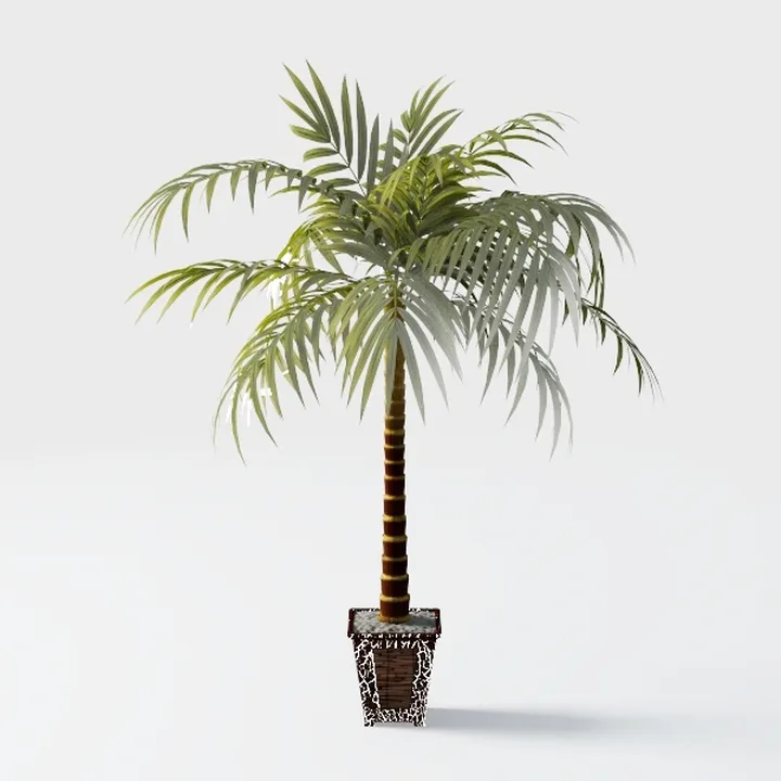 Potted Artificial Palm Tree Decorative Indoor Greenery 3D Model