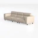 Minimalist Modern Cream Fabric 3 Seat Sofa 3D Model Left 45 Degree View