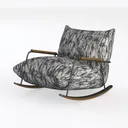 Modern Fabric Upholstered Metal Wood Accent Rocking Chair 3D Model Left 45 Degree View