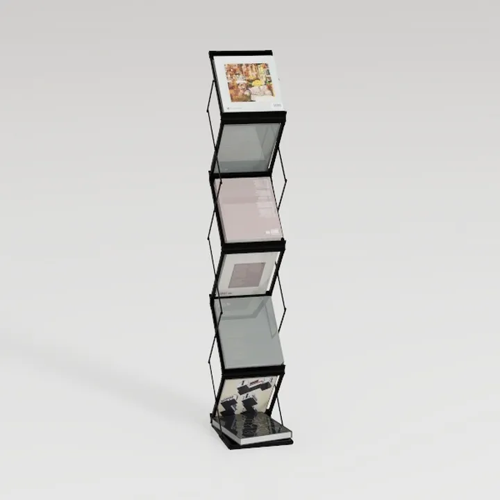 5-Tier Metal Geometric Bookshelf – Modern Narrow