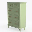 Modern Sage Green Solid Wood Dresser With Gold Hardware 3D Model Left 45 Degree View