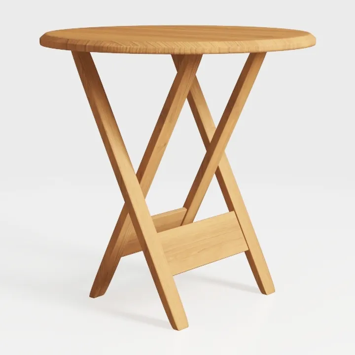 Minimalist Solid Oak Round Side Table 3D Model