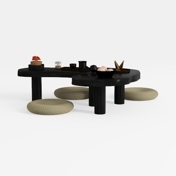 Mavina 34 in. Black Round Solid Mango Wood Coffee 