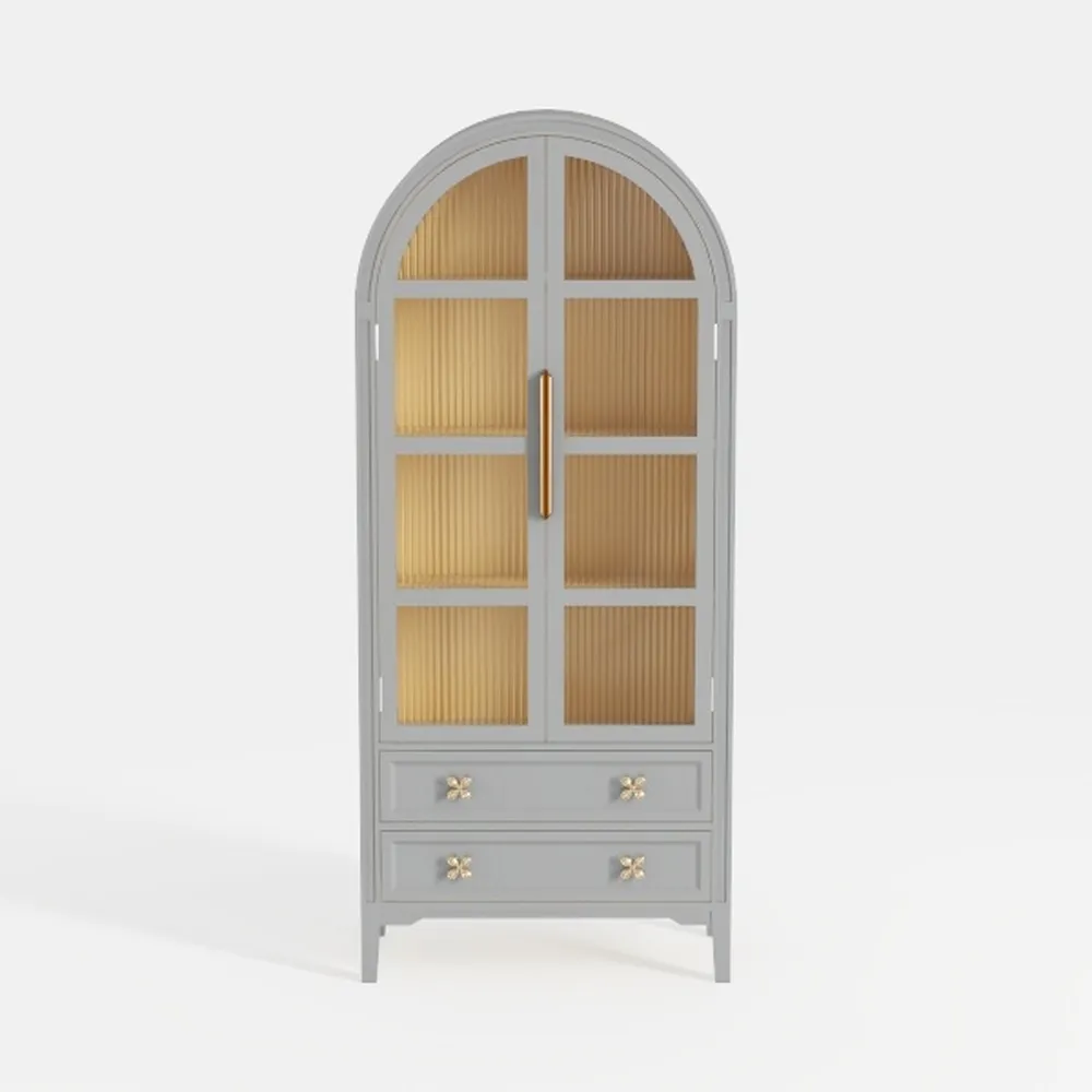 71.6" Tall Arched Kitchen Pantry, Modern Farmhouse
