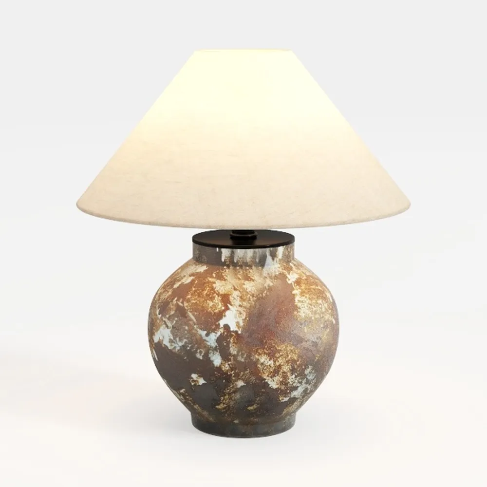 19.6'' Neutral Round Ceramic Table Lamp Rustic
