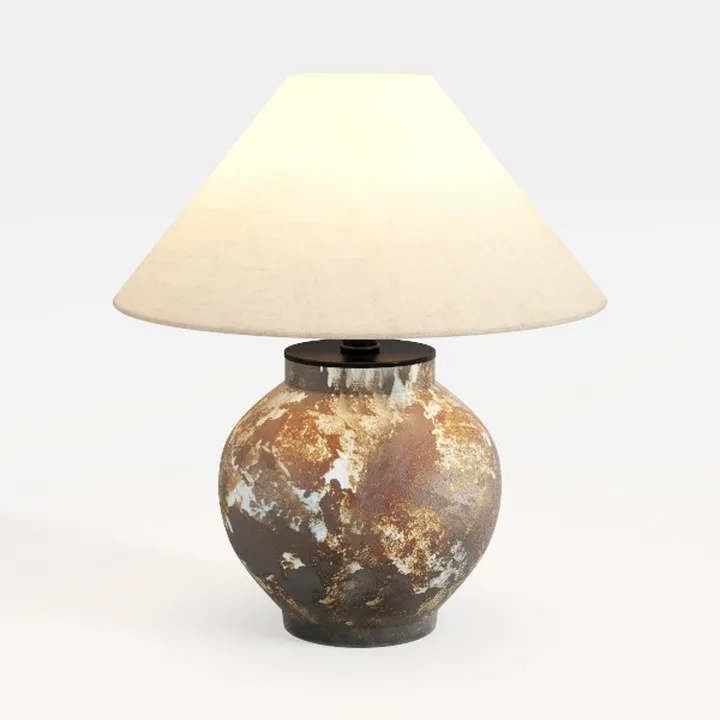 Vintage Rustic Distressed Ceramic Fabric Table Lamp 3D Model