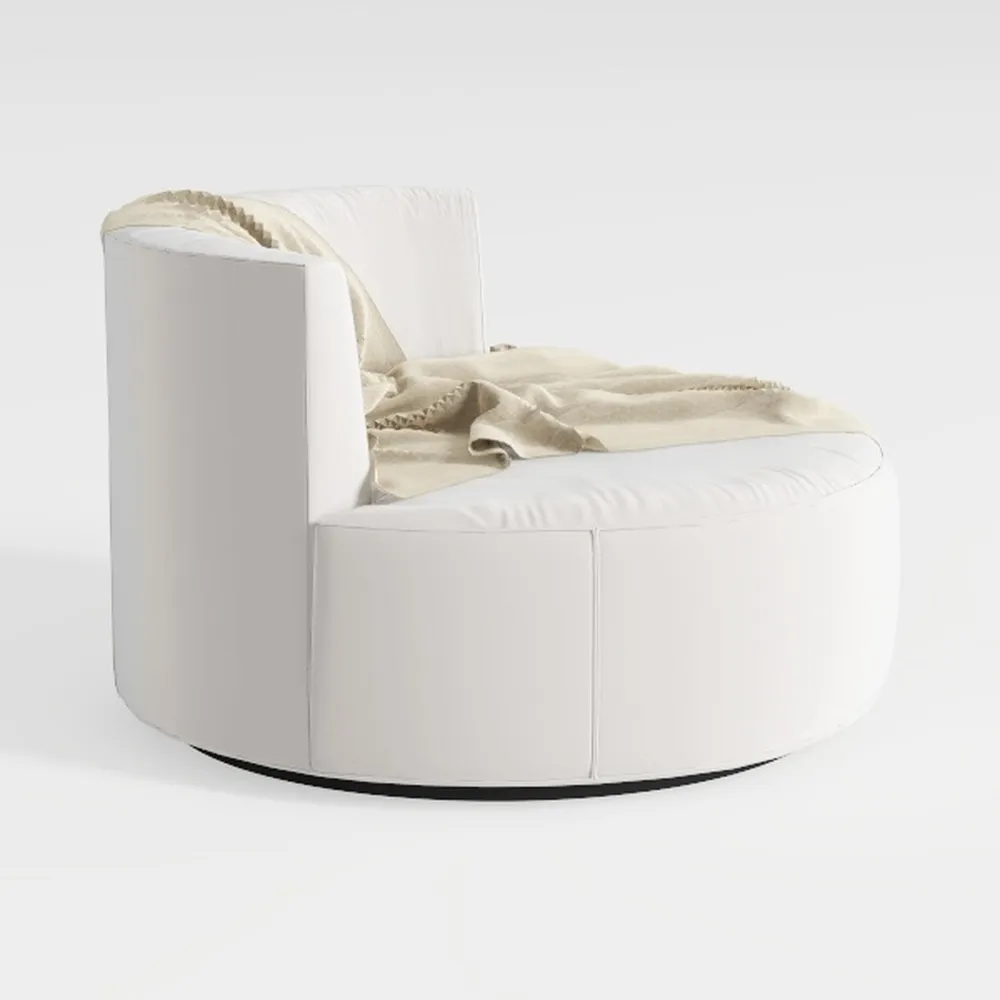 White Single Sofa Chair 360°Rotating Sofa Chair