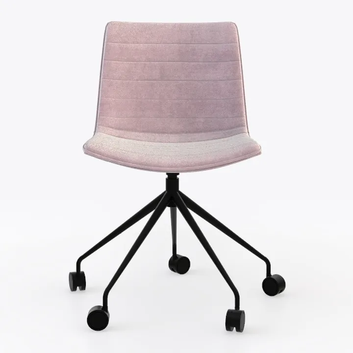 Modern Pink Fabric Upholstered Rolling Office Chair 3D Model