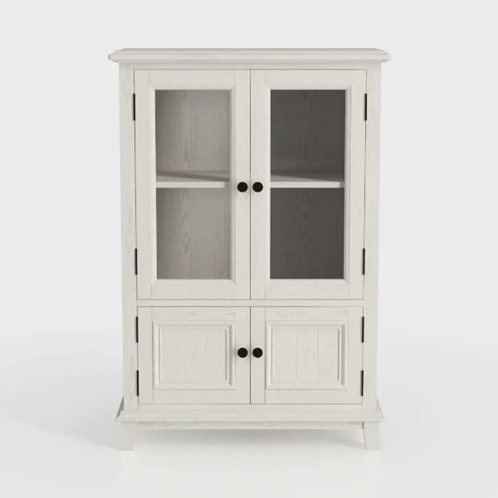 RASOO Kicthen Storage Cabinet White Modern Glass