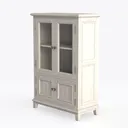 Minimalist White Solid Wood Glass Door Display Cabinet 3D Model Left 45 Degree View