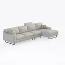 Minimalist Light Fabric L-shaped Sectional Sofa with Decorative Pillows 3D Model Right 45 Degree View