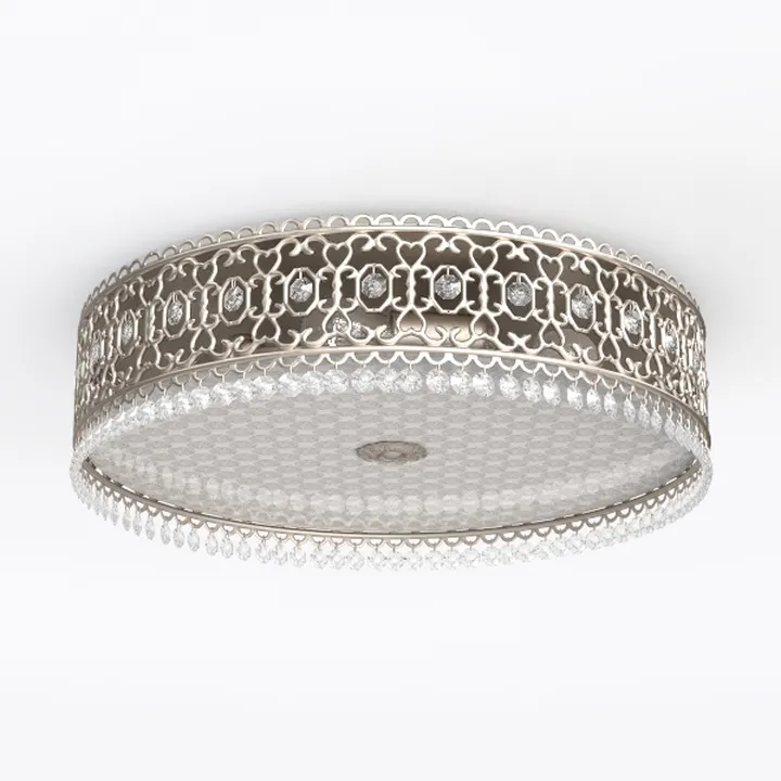 Luxury Vintage Crystal Metal Flush Mount Ceiling Lamp 3D Model