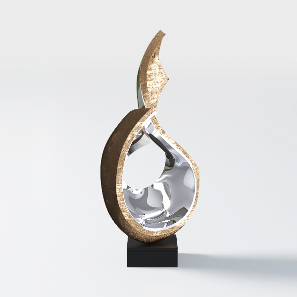 Golden Wave Resin Origami Statue Modern Abstract 