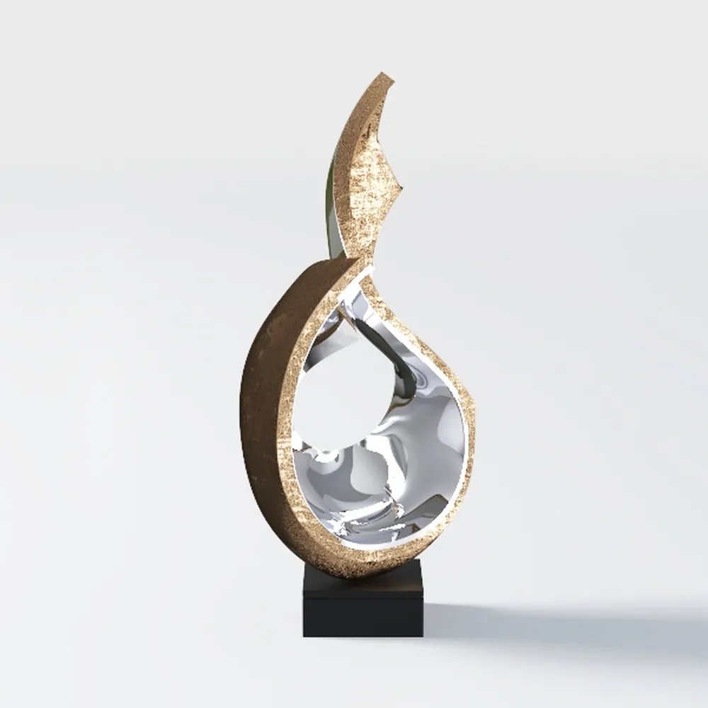 Golden Wave Resin Origami Statue Modern Abstract 