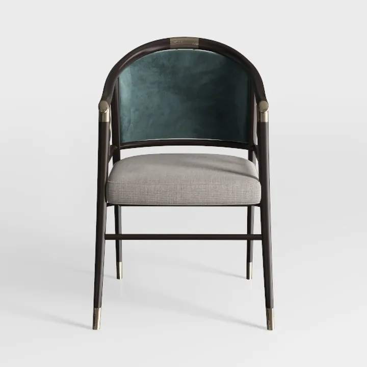 Modern Luxury Velvet Fabric Solid Wood Brass Accent Armchair 3D Model
