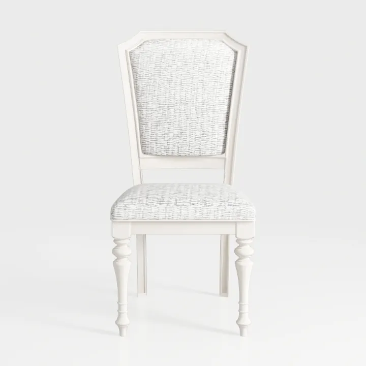 Modern White Wood Fabric Upholstered Dining Chair 3D Model