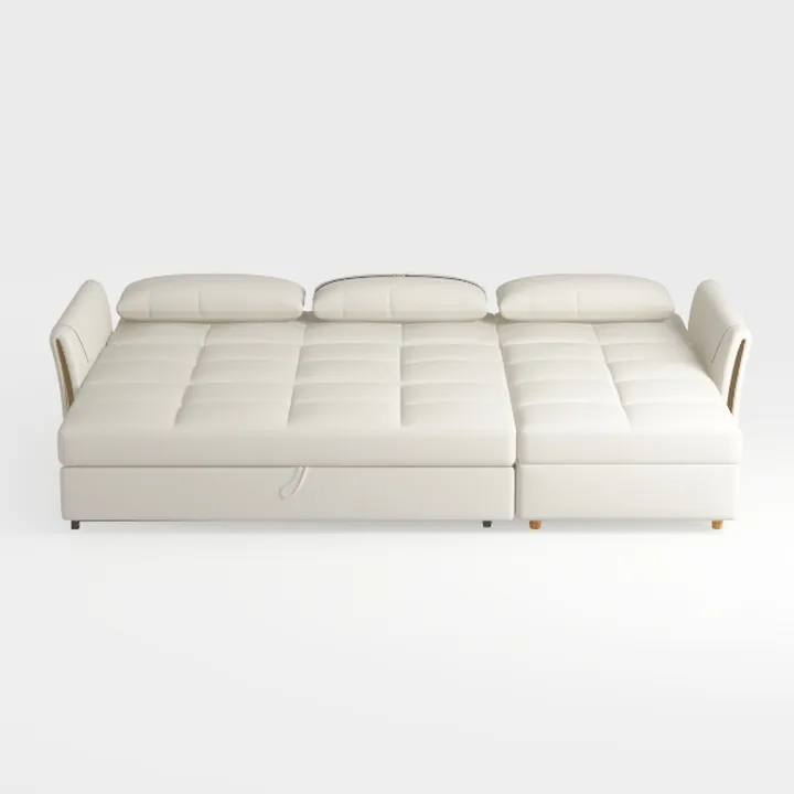 VINGLI 108" Beige Modular Sectional Sofa with Stor